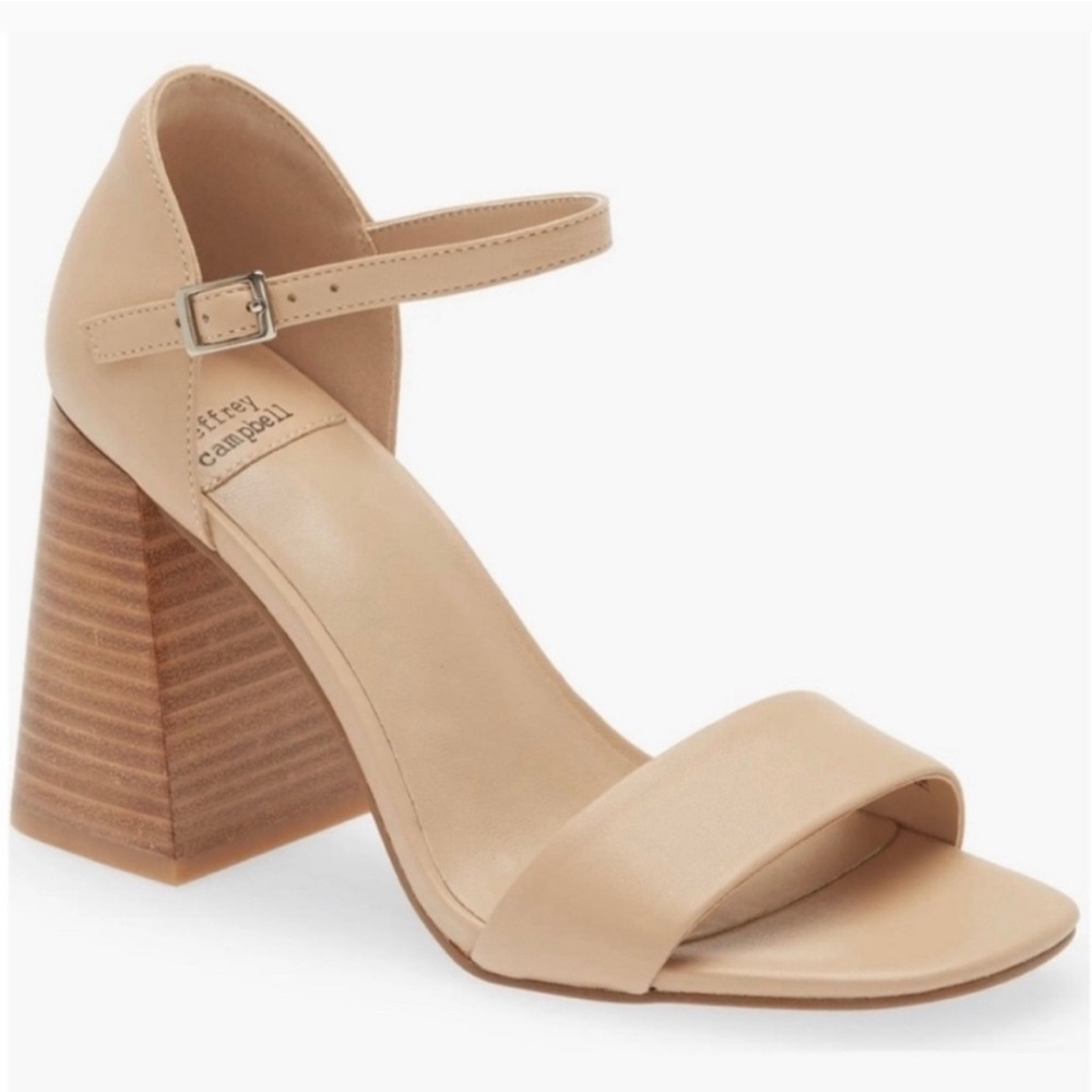 Jeffrey Campbell Women's Pop-Star High Block Heel Sandals Nude Size 10 NWT